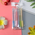 Set of 6 colorful aesthetic retractable gel pens in clear plastic pouch packaging - Minimalist Style