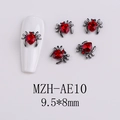 Detail of spider nail art charm with a red heart gem and gunmetal finish, size 9.5x8mm - Spider with Red Heart (AE10)