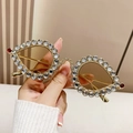 Gafas de sol Y2K doradas con diamantes de imitación y montura de lágrima roja - Montura Dorada Diamantes de Imitación Blancos Champaña