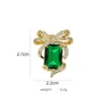 Golden bow brooch with emerald green crystal and rhinestones, size 2.7x2.2cm - B793 Green/Elegant Bow