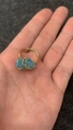 Handmade gold wire-wrapped adjustable ring featuring a natural raw blue gemstone - Adjustable Open / Blue Apatite