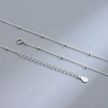 S925 sterling silver bead chain necklace with adjustable spring clasp and logo tag - 2mm Bead Cable Chain / Silver