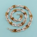 DIY acrylic bag strap with amber tortoiseshell and beige links with gold lobster clasps - B302-C Amber Cream Mixed