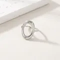 Minimalist silver geometric oval open ring in polished stainless steel finish for women - 53-Oval Hollow / Silver