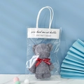 Gift set of a grey coral fleece bear towel in a clear bag with red ribbon - 30*30cm / Dark Grey Bear + OPP Bag