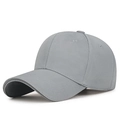 Casquette de baseball classique gris moyen à six panneaux avec visière pré-courbée - Gris clair