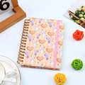 A6 spiral notebook with cactus pattern, golden wire binding and pink elastic strap - Cactus - Light Yellow