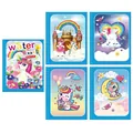 Reusable unicorn water drawing book for kids featuring magic painting pages with rainbow patterns - Single-line Thick Unicorn Design (includes Pen + Opp Bag)