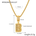 Gouden letter B hanger ketting met gezette zirkoon en 56cm cilindrische ketting - Letter B Ketting