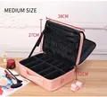 Pink large Oxford cloth makeup bag in medium size with adjustable dividers and shoulder strap - Medium Size (Social Media Star) / Pink