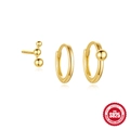 Set gioielli in argento S925 dorato con orecchini a lobo esagonale e a cuore elegante - Argento 925 / Oro Stile 3
