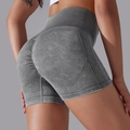 Seamless high waisted scrunch butt yoga shorts in dark grey marl textured fabric - Dark Gray