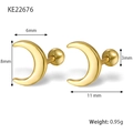 Orecchini a luna in argento S925 dorato con chiusura a vite e misure dettagliate - Argento 925 / Oro
