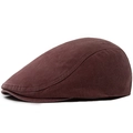 Gorra plana vintage de algodón lavado marrón oscuro en vista lateral de 45 grados - Burdeos