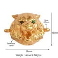 Gold-plated tiger head connector with green emerald eyes for DIY jewelry making - Gold Plated Tiger Head with Zirconia