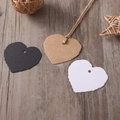 Tres etiquetas de regalo con forma de corazón en negro, kraft y blanco con bordes ondulados - Forma de Corazón (Con Cuerda de Cáñamo) / Negro