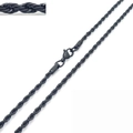 Collana a catena a fune in acciaio inossidabile nero hip hop con chiusura a moschettone - 3mm / Nero / 50cm