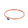 Minimalist 18K rose gold plated stainless steel ring with a round blue zircon stone - US 5 / Light Blue - Rose Gold Band