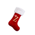 Calza di Natale in velluto rosso con bordo bianco e lettera Z ricamata in oro - Lettera Z / Grigio
