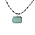 Elegante collar de plata esterlina S925 con un colgante rectangular de piedra amazonita - Plata 925 / Verde