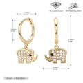 Dimensiones detalladas de pendientes elefante de plata 925 con circonitas 5A - Oro (Plata 925 chapada en oro de 18 quilates)