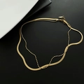 Zweilagige vergoldete Schlangenkette und Perlenkette aus hochwertigem Edelstahl - Gold