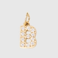 Golden letter B pendant with sparkling pave zircon stones for necklaces and bracelets - Letter B - Gold