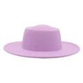 Lavender wool felt flat top boater hat with wide straight brim for men and women - Adult (57-60cm) / Taro Purple