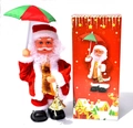 Electric Santa Claus doll with red suit, umbrella, and bell, including festive gift box - Umbrella Holding Santa