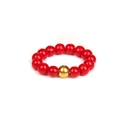 18K gold bead stretch ring featuring vibrant red natural stone beads for women - Red (FN0189)