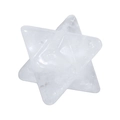 Macro shot of a clear natural quartz Merkaba star pendant with polished facets and inclusions - White Crystal