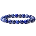 Natural lapis lazuli beaded bracelet with deep blue stones and golden pyrite flecks - Lapis Lazuli