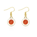 Christmas gold earrings with orange flower drip oil pendants and tassel accents - Orange Fruit Slice