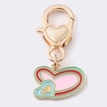 Colorful enamel heart pendant with golden clasp for DIY jewelry making and keychains - Pink Green Red Heart