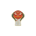 Cartoon cobra snake enamel brooch in red and gold finish for Chinese New Year 2025 - Red Cobra Head