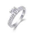 Classic S925 sterling silver 1-carat round diamond ring with micropave set band - US Size 5 / Lab Diamond Ring