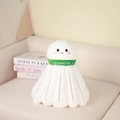 Cute white badminton shuttlecock plush toy with pink cheeks and green decorative ribbon - Smile Shuttlecock Style