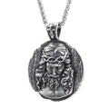Zilveren St. Benedictus Jezus medaille ketting met gravure en gedraaide touwketting - Zilver Gepolijst (Met Ketting) (C0501)