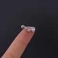 Silver 316L stainless steel helix stud earring with three sparkling cubic zirconia stones - Graduated Three-stone Style (7#) / Silver
