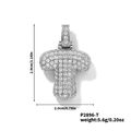 Pendaglio lettera T in rame argentato stile hip-hop con zirconi, misura 2,9cm x 2,0cm - Pendaglio argento lettera T