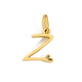 Polished gold stainless steel letter Z pendant featuring a delicate heart cutout - Letter Z / Gold