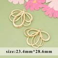 Pair of 18K gold plated textured floral pendants for DIY earrings 23.4mm x 28.6mm - Gold Fan Flower MD6705A / 1 Piece
