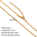 2.0mm twisted rope chain necklace in 18K gold plated stainless steel, 45cm plus 5cm length - Rope Chain Necklace / Gold