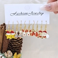 Christmas earrings set with star tree deer and Santa motifs on gift card - Style 16 (5 Pairs Set)