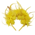 Gelbes Feder-Haarband mit Netzblume für Karnevalspartys und Braut-Retro-Kopfschmuck - Einheitsgröße / Gelb