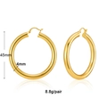 Paire de créoles plaquées or 24K 45mm de diamètre avec tube de 4mm et fini poli - Créoles Polies Dorées 45mm (JQH0351-GG-45mm)