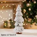 Miniature flocked Christmas tree with snow effect and wooden base, size 11x31cm - Tower Pine Needle Tree 30cm No Light