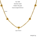 Collier minimaliste en acier inoxydable doré 18 carats avec pendentifs en cœur - Collier Coeur 029 Uniquement / 40+5cm