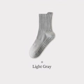 Light grey non-slip cotton yoga socks with hexagonal silicone grips and ribbed cuffs - One Size / Light Grey (Men)