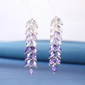 Elegant gold drop earrings with gradient purple cubic zirconia in leaf design - Purple Blue Teardrop Style
